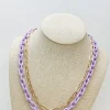 Multilayered Gold & Silicone Chain Necklace - Purple