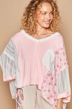 Multi-Texture Pocket Top by POL - Pink