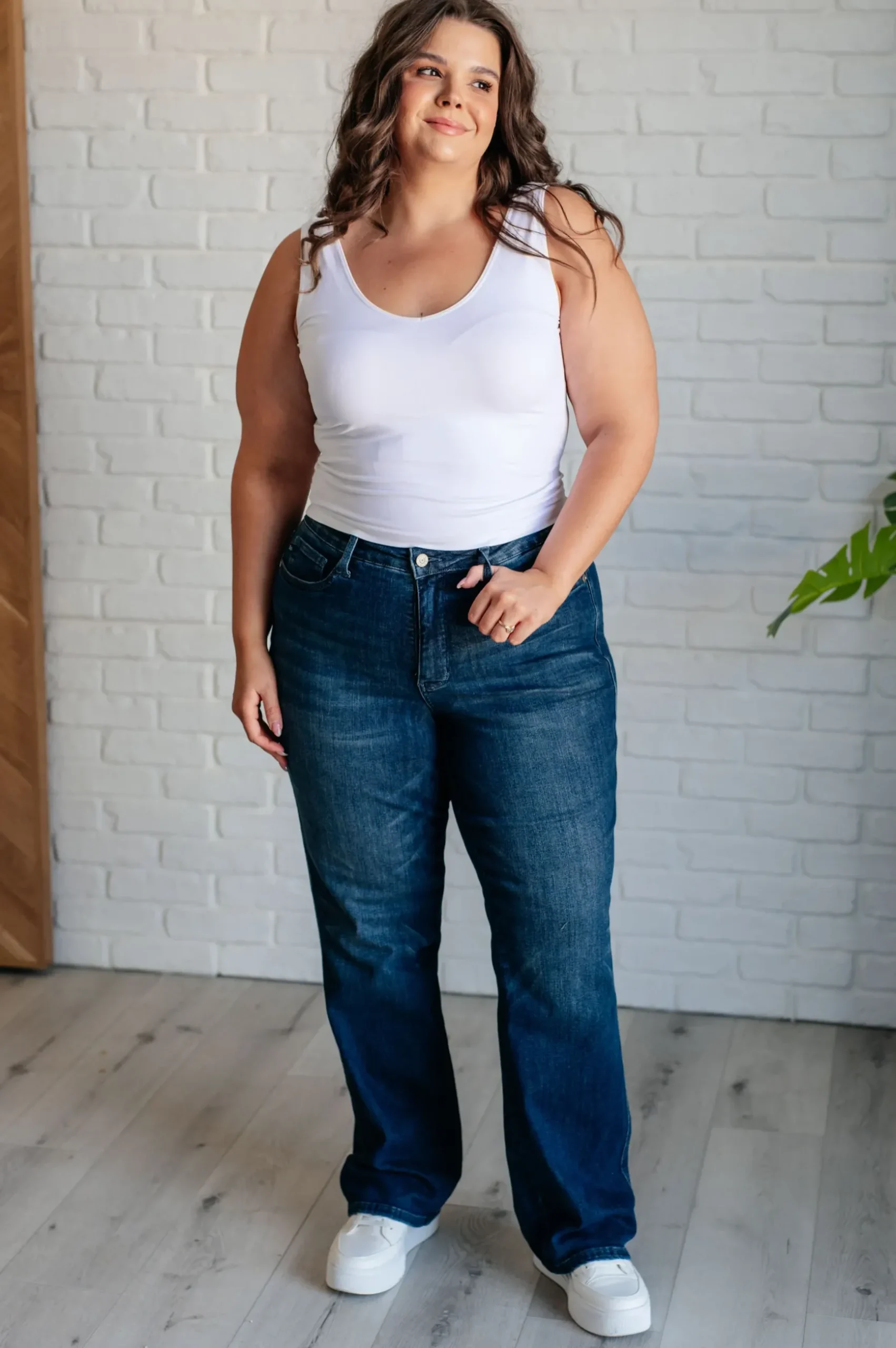 Muriel Mid Rise Control Top Classic Straight Jeans by Judy Blue