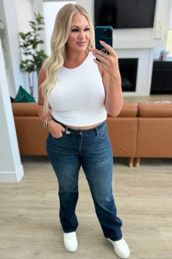 Muriel Mid Rise Control Top Classic Straight Jeans by Judy Blue