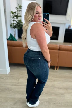 Muriel Mid Rise Control Top Classic Straight Jeans by Judy Blue