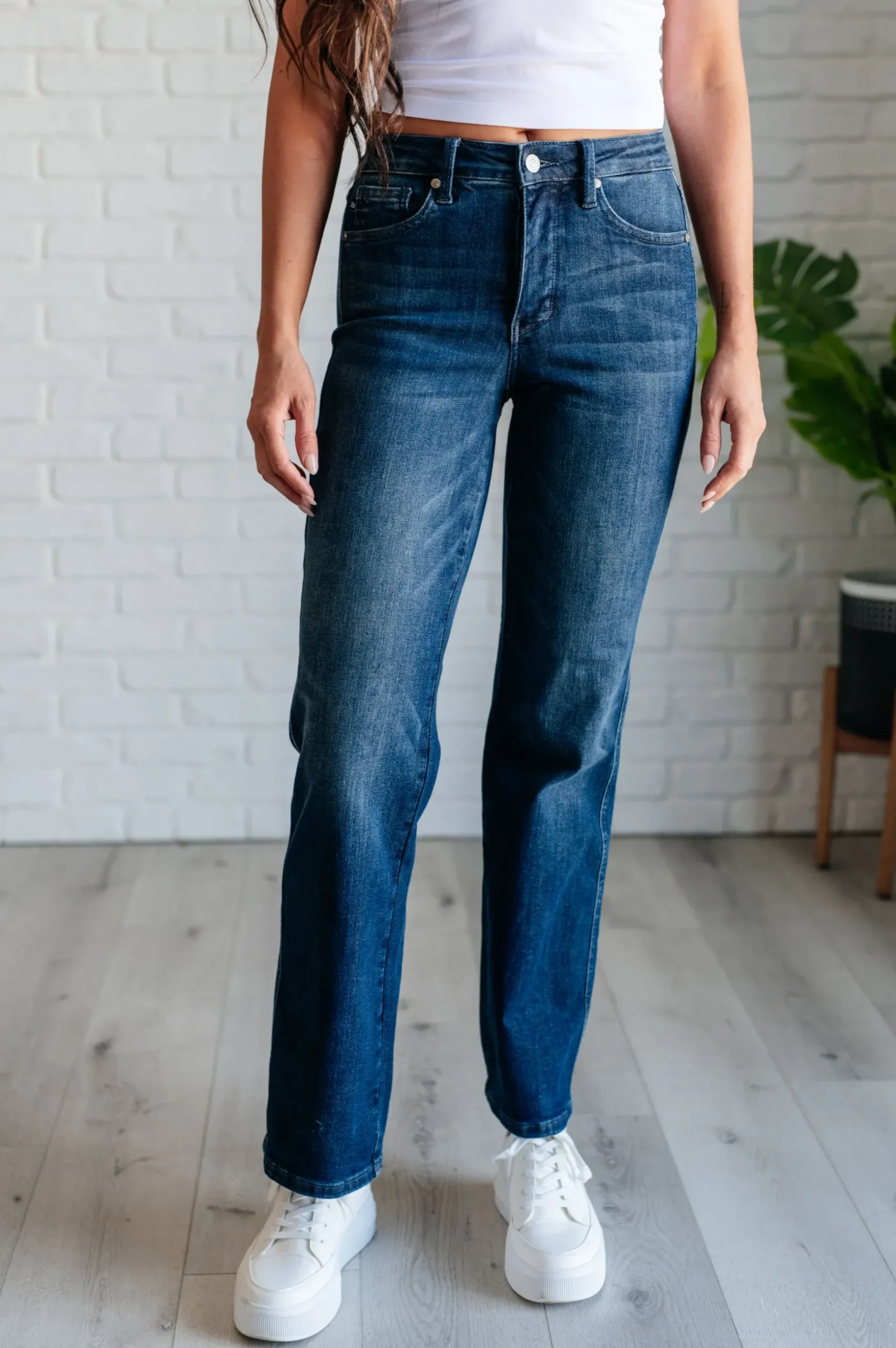 Muriel Mid Rise Control Top Classic Straight Jeans by Judy Blue