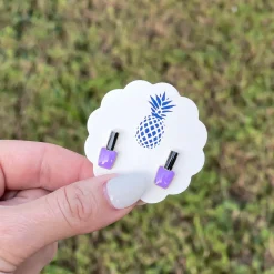 Nail Polish Bottle Signature Enamel Stud Earrings - Purple