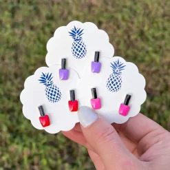 Nail Polish Bottle Signature Enamel Stud Earrings - Purple