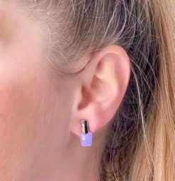 Nail Polish Bottle Signature Enamel Stud Earrings - Purple