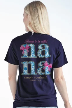 'Nana' Blue Rose & Bows Short Sleeve Tee by Simply Southern