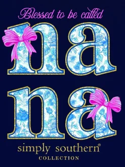 'Nana' Blue Rose & Bows Short Sleeve Tee by Simply Southern