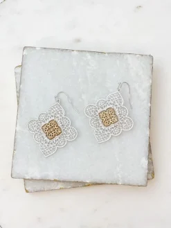 Natalie Filigree Dangle Earrings - Silver