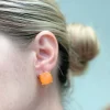 Neon Glittery Glass Crystal Post Earrings - Orange