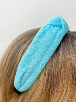 Neon Terry Knotted Headband - Blue