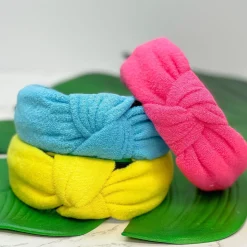 Neon Terry Knotted Headband - Blue