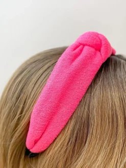 Neon Terry Knotted Headband - Pink