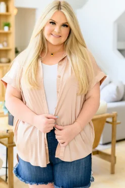 Never Have I Ever Button Down Blouse in Champagne