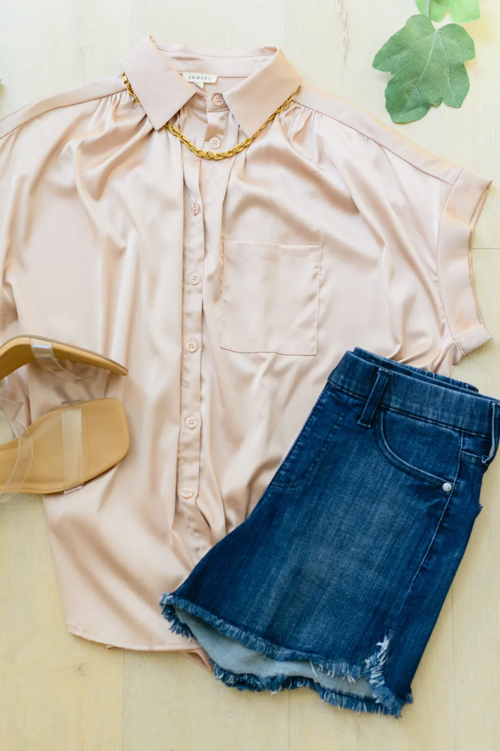 Never Have I Ever Button Down Blouse in Champagne