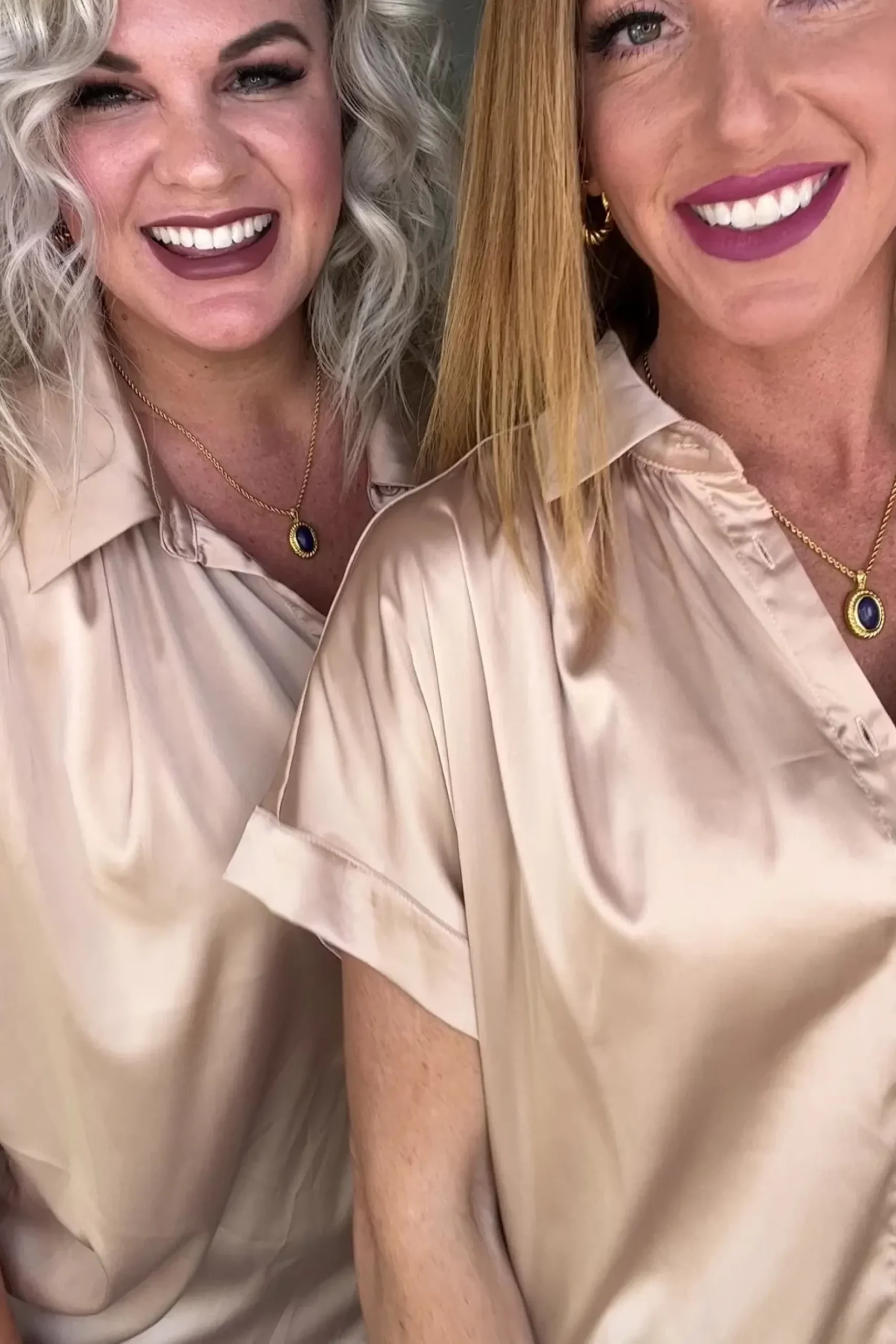 Never Have I Ever Button Down Blouse in Champagne