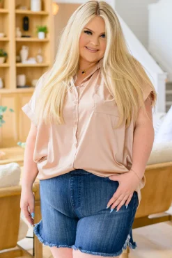 Never Have I Ever Button Down Blouse in Champagne