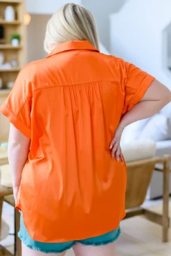 Never Have I Ever Button Down Blouse in Melon