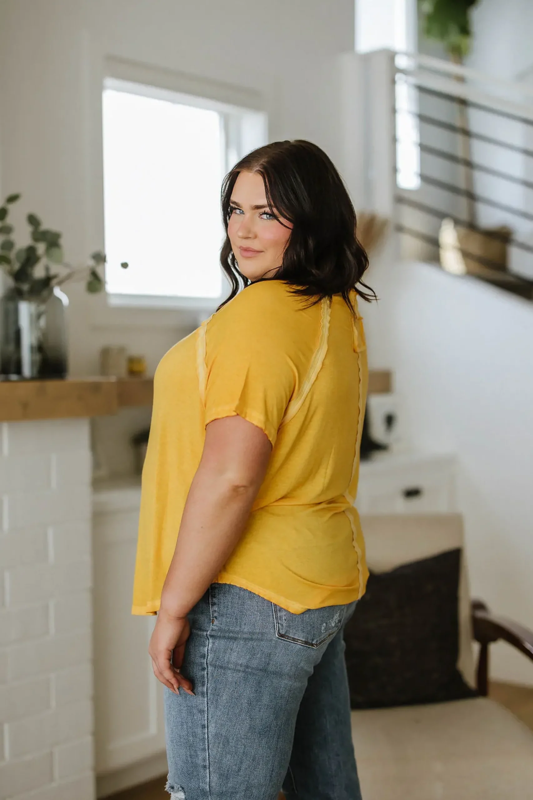 New Edition Mineral Wash T Shirt Yellow