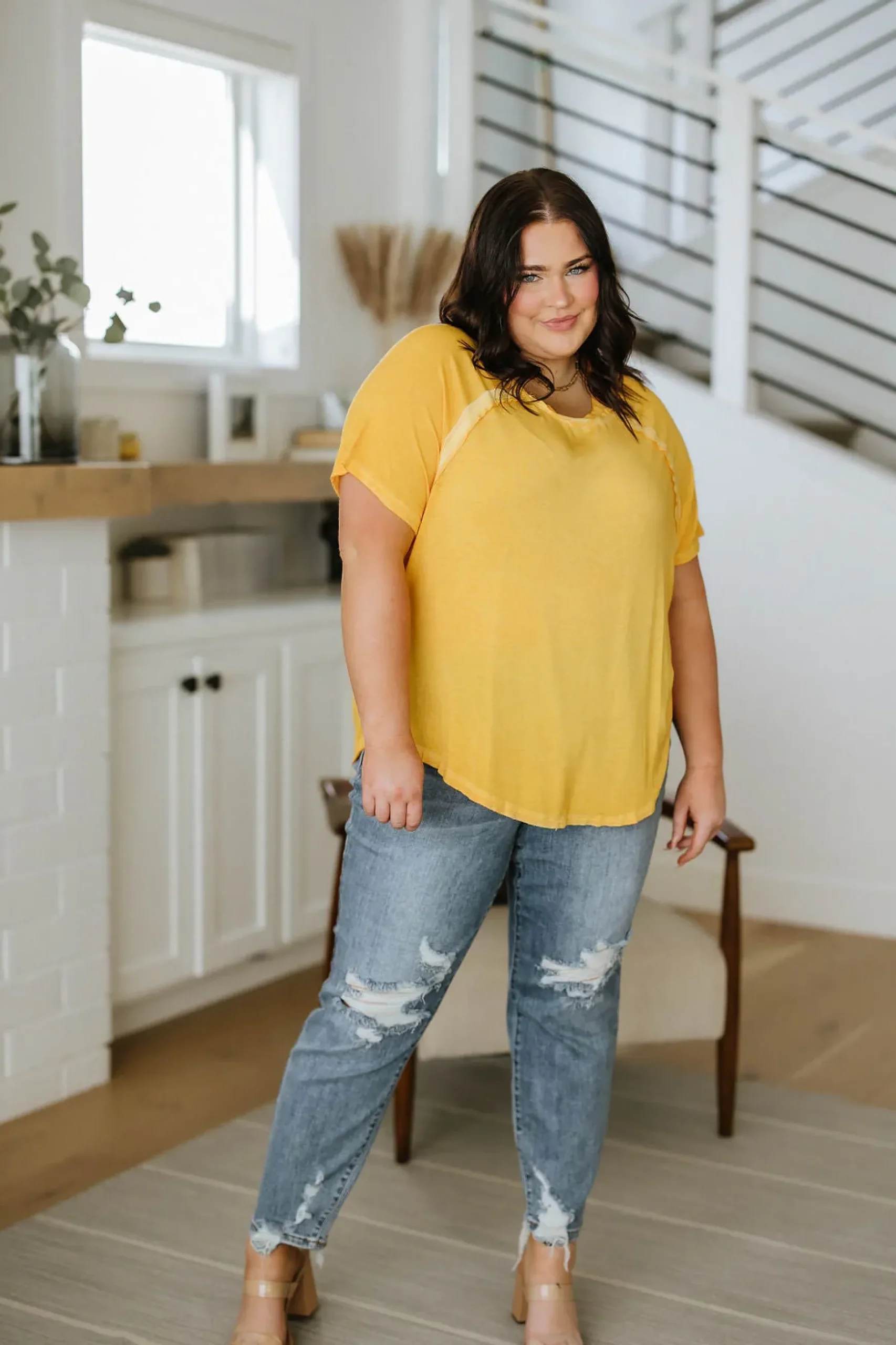 New Edition Mineral Wash T Shirt Yellow