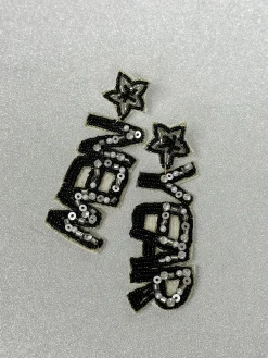 'New Year' Festive Beaded Dangle Earrings - Silver