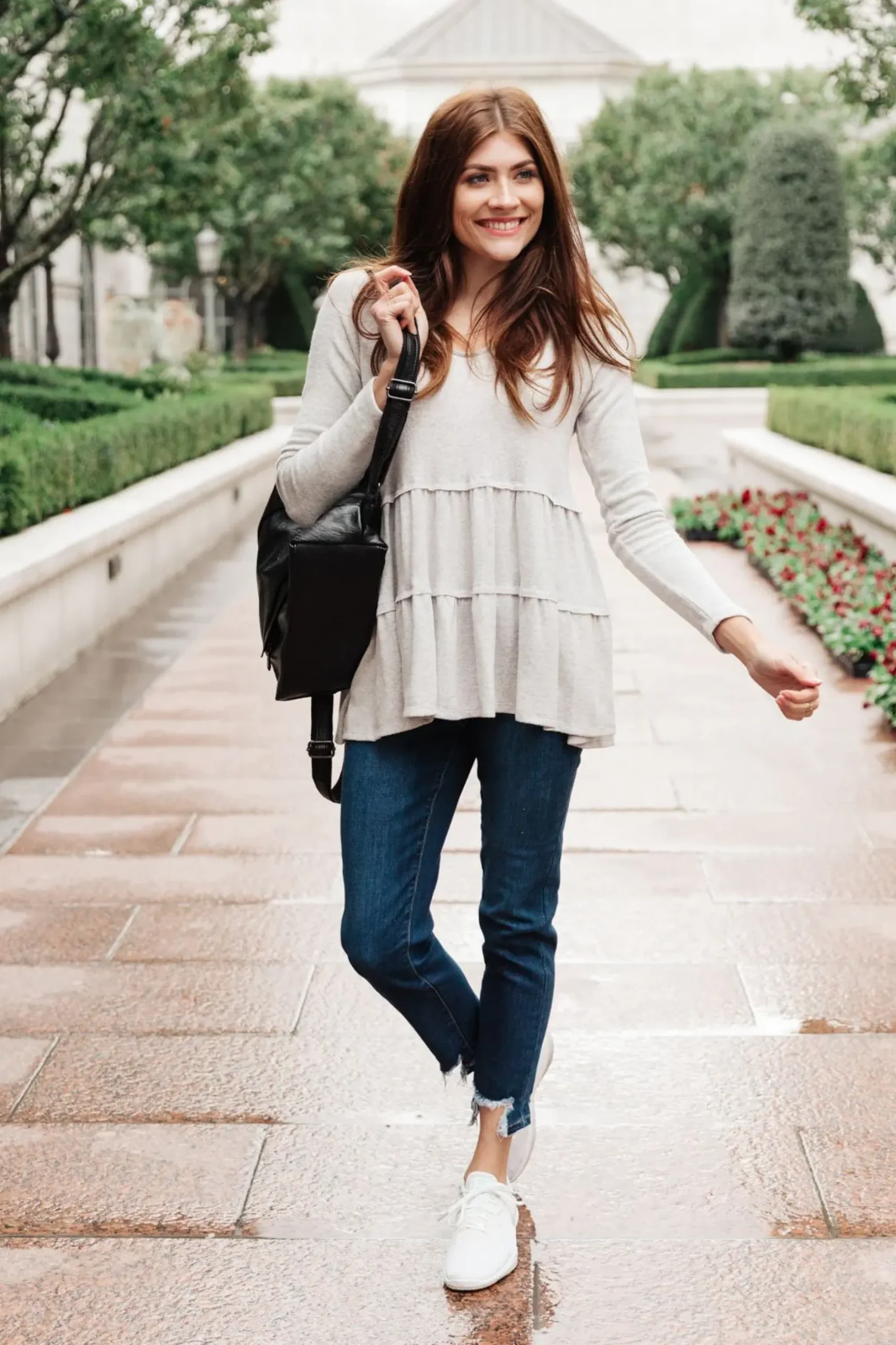 Nicely Done Tiered Top in Gray