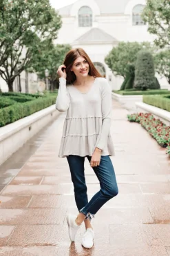 Nicely Done Tiered Top in Gray