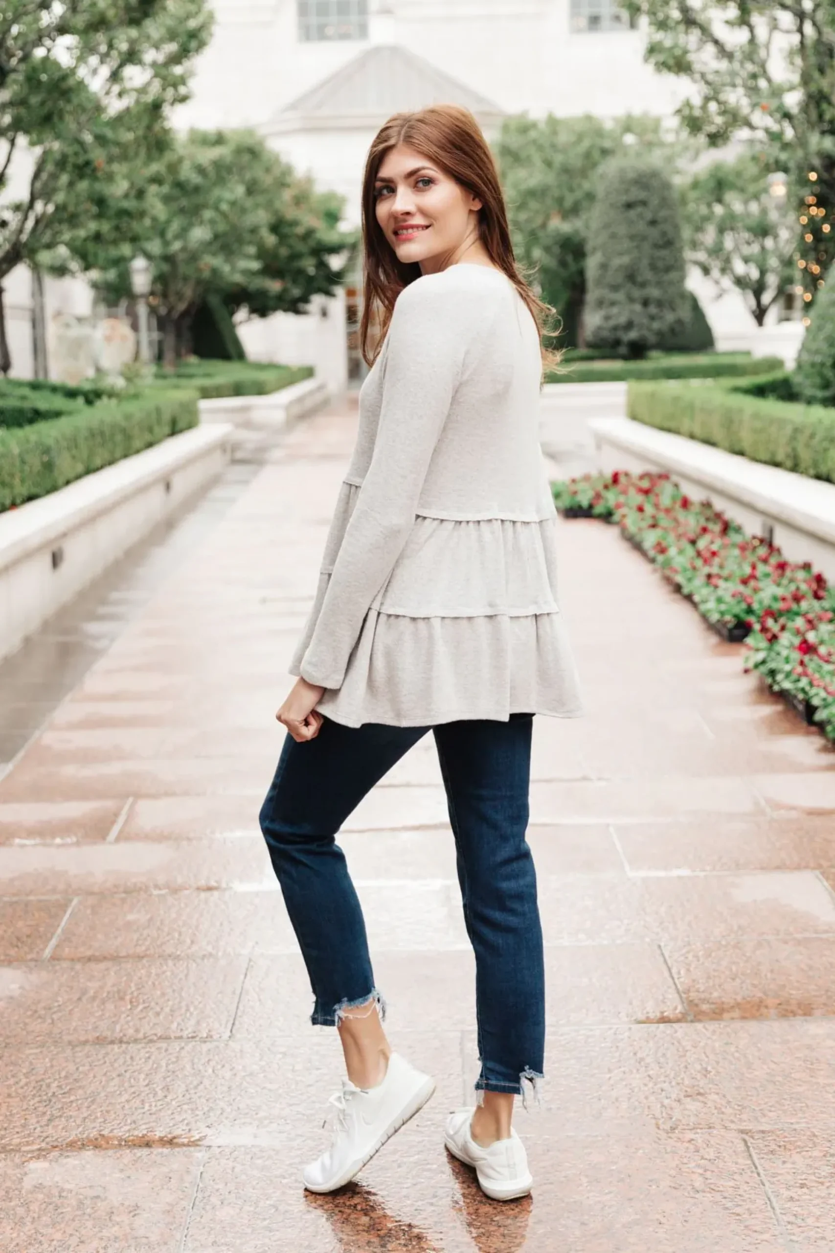 Nicely Done Tiered Top in Gray