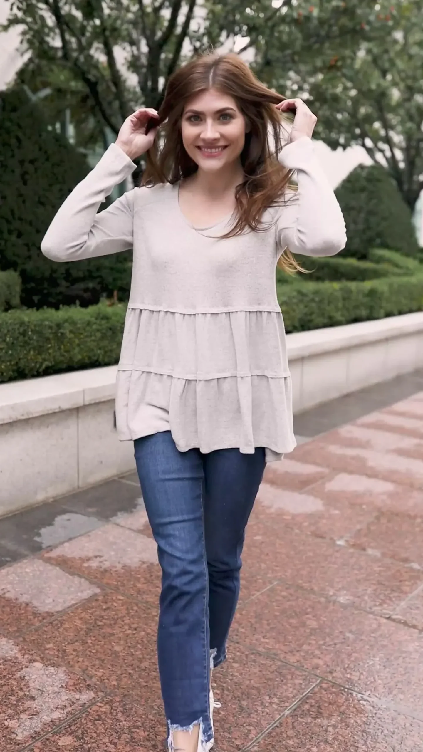 Nicely Done Tiered Top in Gray