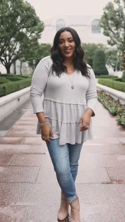 Nicely Done Tiered Top in Gray