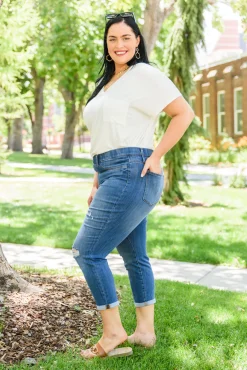 Nikki Mid-Rise Destroyed Boyfriend Jeggings by Judy Blue