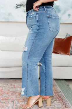 Nora High Rise Rigid Magic Destroy Slim Straight Jeans by Judy Blue