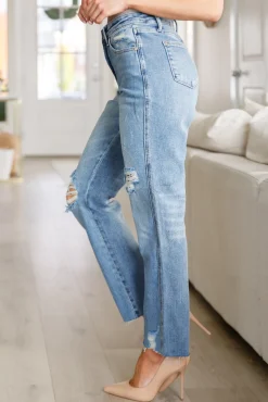 Nora High Rise Rigid Magic Destroy Slim Straight Jeans by Judy Blue