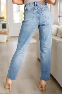 Nora High Rise Rigid Magic Destroy Slim Straight Jeans by Judy Blue