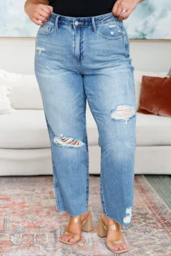 Nora High Rise Rigid Magic Destroy Slim Straight Jeans by Judy Blue