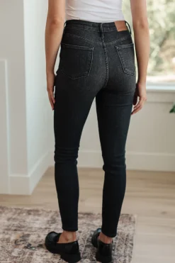 Octavia High Rise Control Top Skinny Jeans in Washed Black by Judy Blue