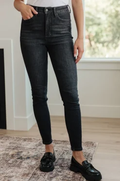Octavia High Rise Control Top Skinny Jeans in Washed Black by Judy Blue