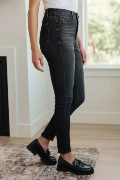 Octavia High Rise Control Top Skinny Jeans in Washed Black by Judy Blue