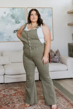 Olivia Control Top Release Hem Overalls in Olive by Judy Blue