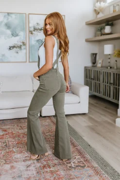 Olivia Control Top Release Hem Overalls in Olive by Judy Blue