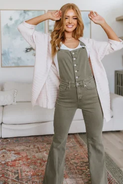 Olivia Control Top Release Hem Overalls in Olive by Judy Blue