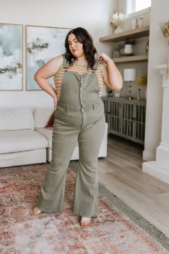 Olivia Control Top Release Hem Overalls in Olive by Judy Blue