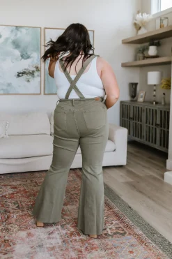 Olivia Control Top Release Hem Overalls in Olive by Judy Blue