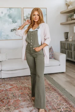 Olivia Control Top Release Hem Overalls in Olive by Judy Blue