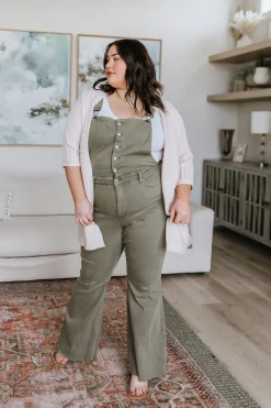 Olivia Control Top Release Hem Overalls in Olive by Judy Blue