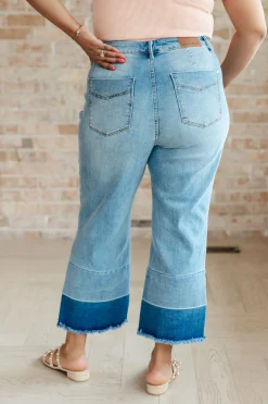 Olivia High Rise Wide Leg Crop Jeans by Judy Blue in Medium Wash