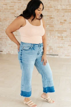 Olivia High Rise Wide Leg Crop Jeans by Judy Blue in Medium Wash