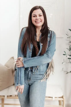 On The Fringe Jacket in Denim