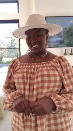 One Fine Afternoon Gingham Plaid Top In Caramel