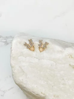 Opal Reindeer Stud Earrings