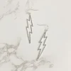 Open Lightning Bolt Dangle Earrings - Silver